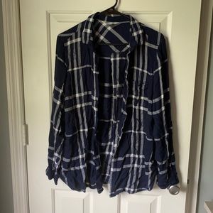 Navy and White Plaid Shirt